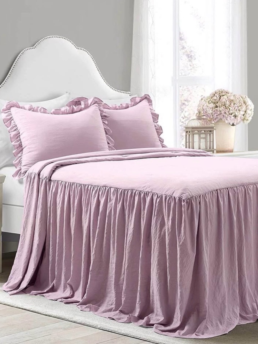 Classic Ruffled Lavender Bedspread with Matching Shams